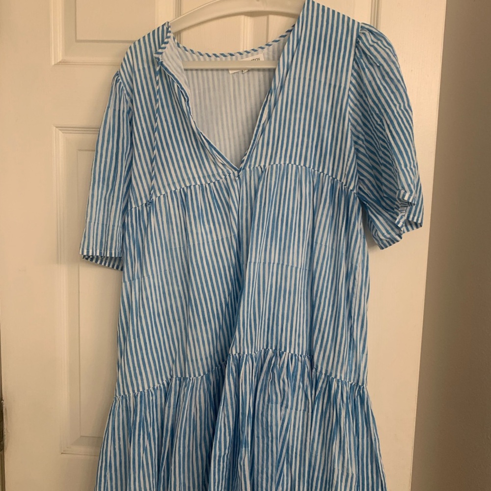 Chic Blue and White Striped Dress